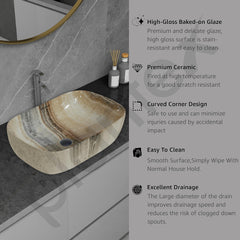Plantex Ceramic Basin for Bathroom/Table Top Ceramic Basin/Washbasin for Bathroom - (ALPHA-NS-122-Marble Finish)
