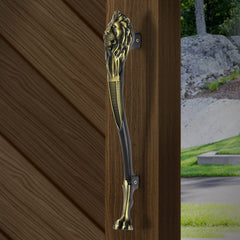 Plantex Heavy Duty Door Handle/Door & Home Decor/15-inches Lion Shape Main Door Handle/Door Pull Push Handle - Pack of 1 ( 283-Brass Antique Finish)