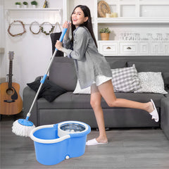 Plantex Rio ABS Plastic Mop with Stainless Steel Wringer Basket and 2 Microfiber Refills – Floor Mopping System (Multicolor)