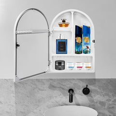 Plantex Forever Multi-Purpose Plastic Bathroom Cabinet with Mirror Door/wash Basin Cabinet Bathroom Accessories (ARC-White).