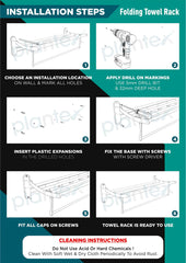 Plantex Stainless Steel Folding Towel Rack for Bathroom / Towel Stand / Hanger / Bathroom Accessories - 18 Inch (2 Piece)