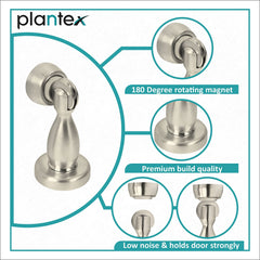 Plantex Magnetic Door Stopper for Home/Magnet Door Catcher/ Door Holder for Main Door/ Bedroom/Office and Hotel Door (4 inch, Silver Matt )