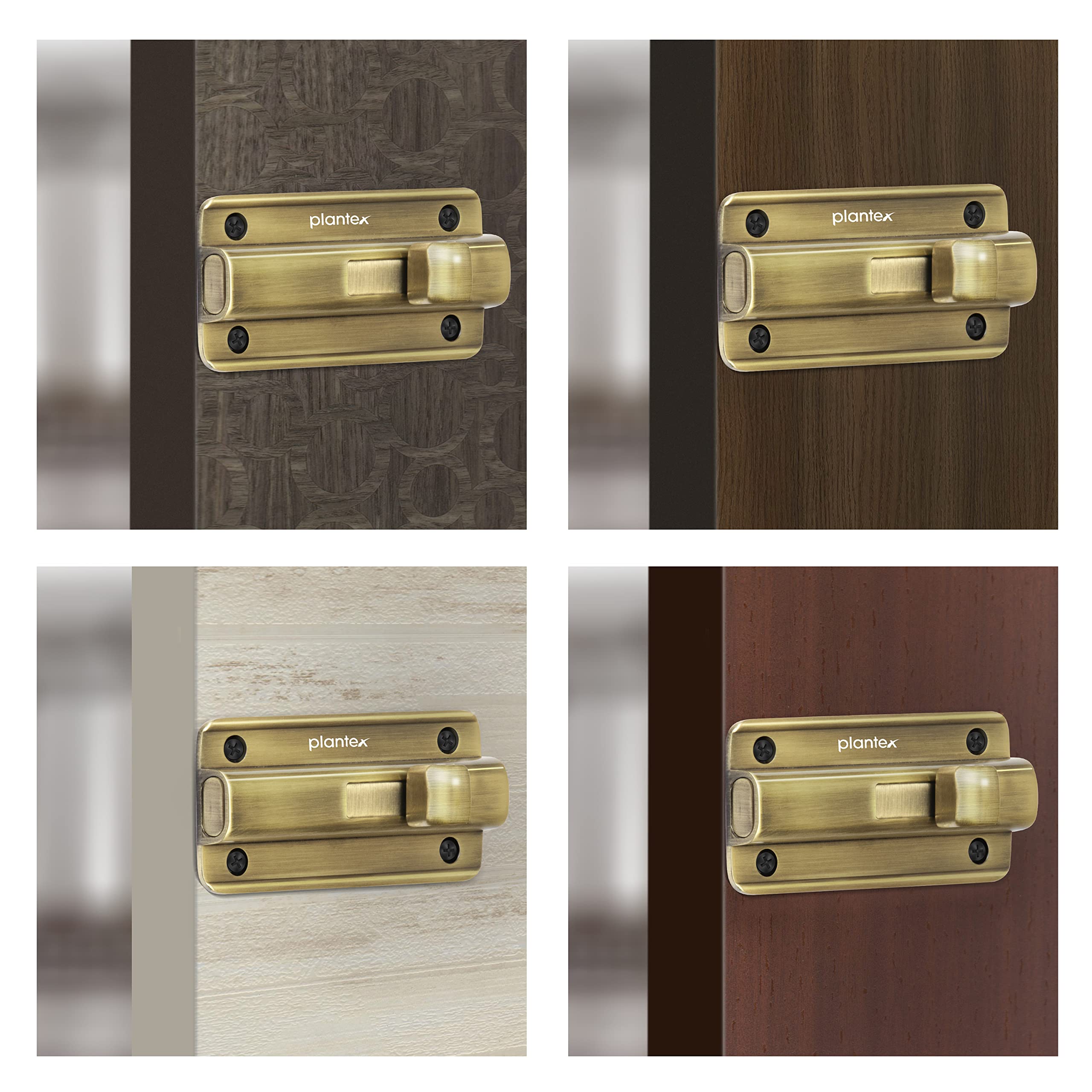 Plantex Premium Heavy Duty Door Stopper/Door Lock Latch for Home and Office Doors - Pack of 2 (Brass Antique)