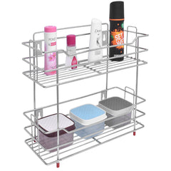 Plantex Stainless Steel Multipurpose 2 Tier Kitchen Rack/Storage Shelf/Cutlery Storage Rack/Dish Rack/Storage Rack for Kitchen (Chrome Finish)