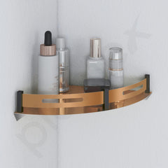 Plantex Stainless Steel Corner/Bathroom Shelf/Kitchen Shelf/Wall Mount Organizer - (9x9 Inch- PVD Rose Gold & Black)