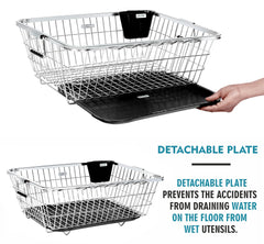 Plantex Dish Drainer Basket for Kitchen/Stainless-Steel Dish Drying Rack with Drainer/Plate Stand/Bartan Basket (Chrome)