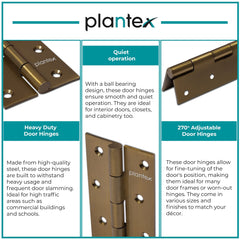 Plantex Heavy Duty Stainless Steel Door Butt Hinges 5 inch x 12 Gauge/2.5 mm Thickness Home/Office/Hotel for Main Door/Bedroom/Kitchen/Bathroom - Pack of 12 (Brass Antique)