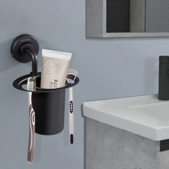 Plantex Daizy Black Toothbrush, Paste and Tumbler Holder for Bathroom and wash Basin (304 Stainless Steel)