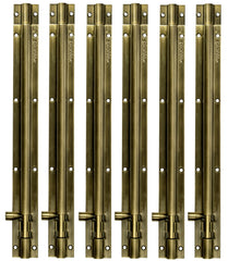 Plantex Heavy Duty 12-inch Joint-Less Tower Bolt for Wooden and PVC Doors for Home Main Door/Bathroom/Windows/Wardrobe - Pack of 6 (Stainless Steel, Brass Antique)