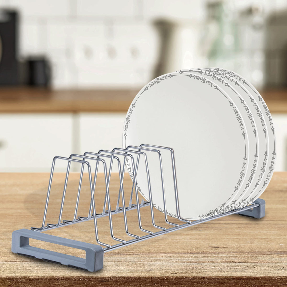 Plantex Stainless Steel Dish Rack/Plate Stand/Thali Stand for Modular Kitchen/Tandem Box Accessories - Pack of 1 (Chrome Finish)