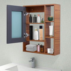 Plantex Bathroom Mirror Cabinet - HDHMR Wood Retro Bathroom Organizer Cabinet (18 x 24 Inches) Bathroom Accessories (Nayana Teak)