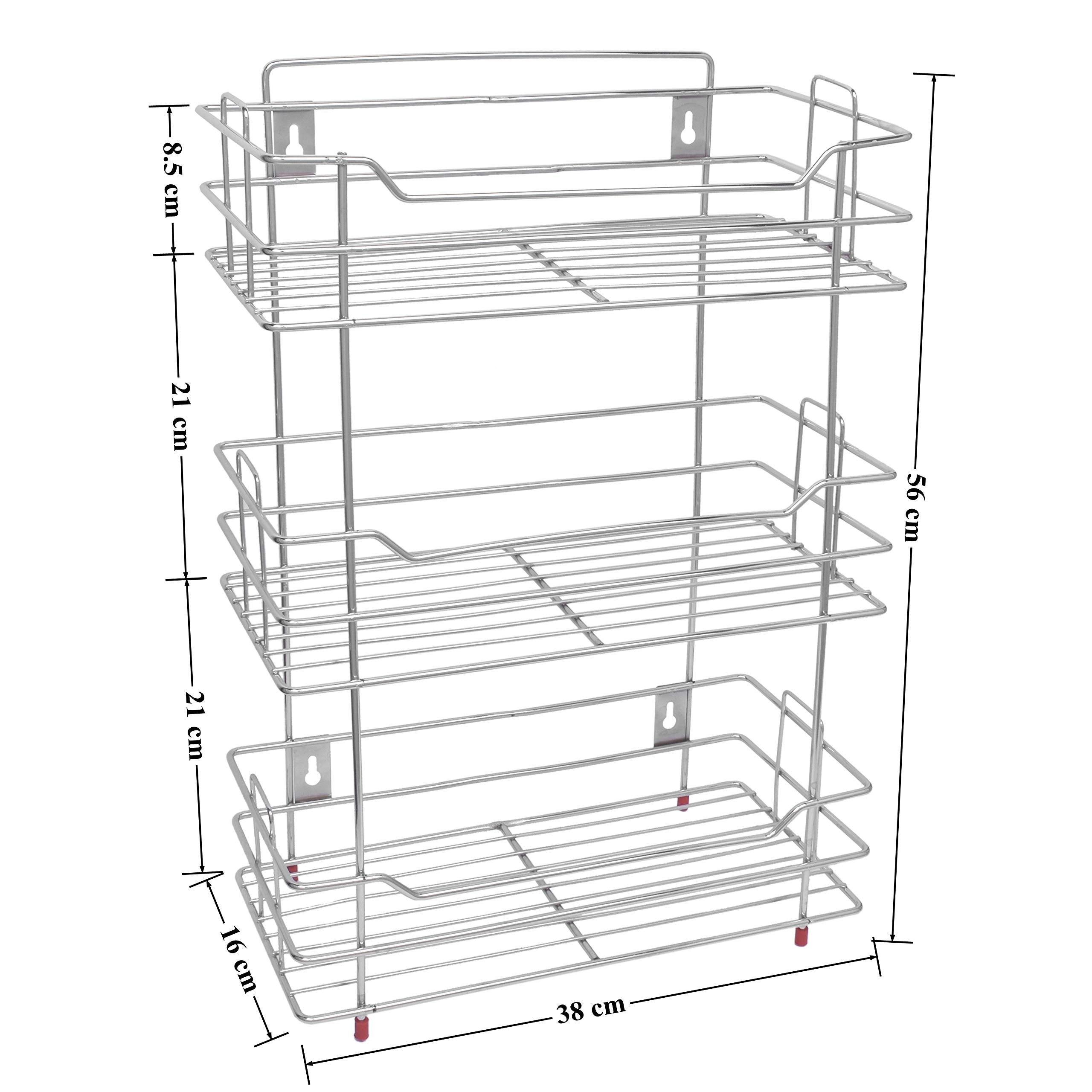 Plantex Stainless Steel Multipurpose 3 Tier Kitchen Rack/Storage Shelf/Cutlery Storage Rack/Dish Rack/Storage Rack for Kitchen (Chrome Finish)