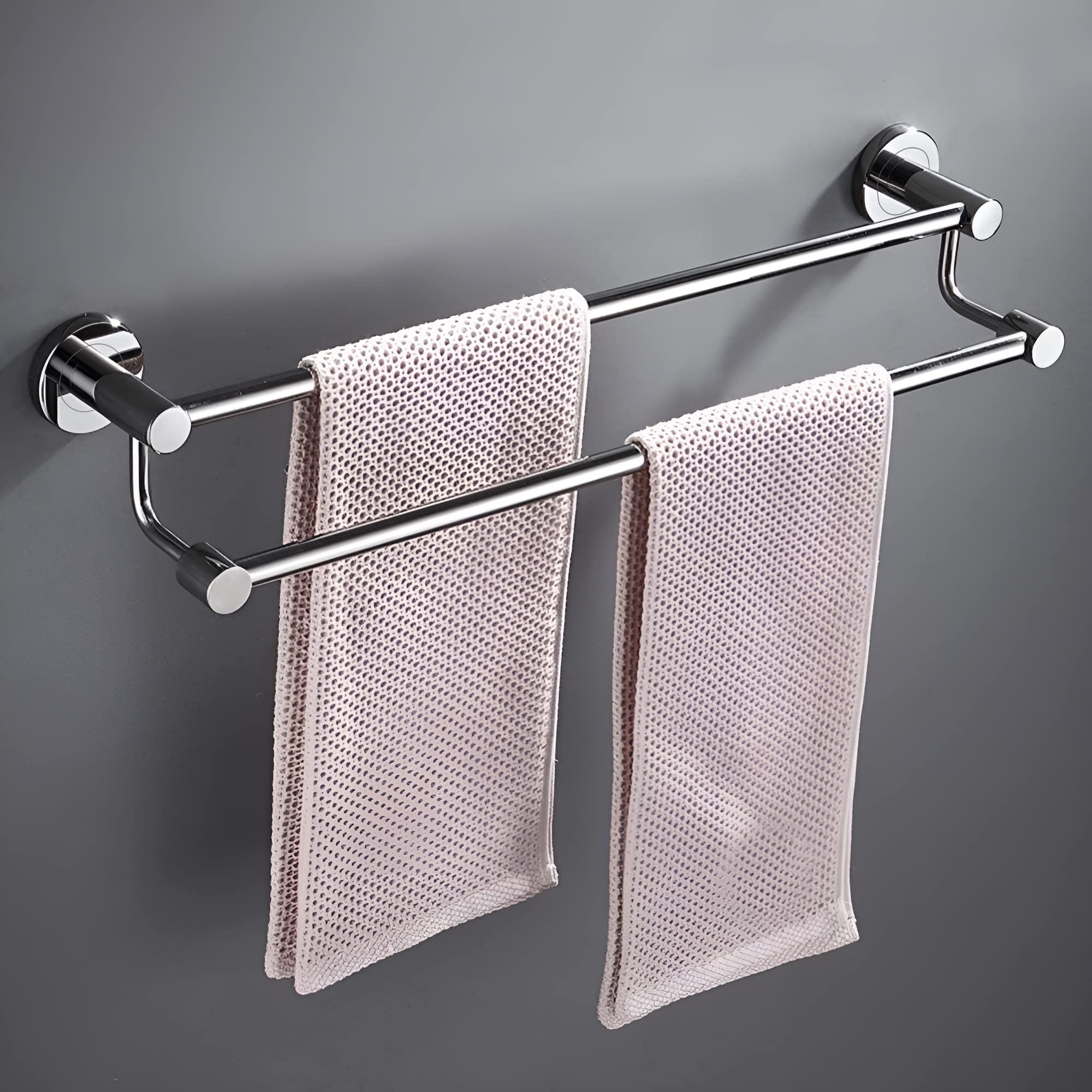 Plantex Stainless Steel Towel Rod/Towel Rack for Bathroom/Towel Bar/Hanger/Stand/Bathroom Accessories (24 Inch - Chrome Finish) - Pack of 3