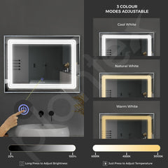 Plantex LED Mirror Glass with Sensor for Bathroom/3 Tone(White Light, Natural Light, Warm Light)/Designer Mirror for Living Room/Bedroom/Dressing Room – Rectangle Shape (18x24 inch)