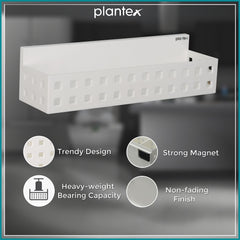 Plantex ABS Plastic Magnetic Shelf for Bathroom/Storage Rack Shelf/Spice Rack for Kitchen - Pack of 1 (White)