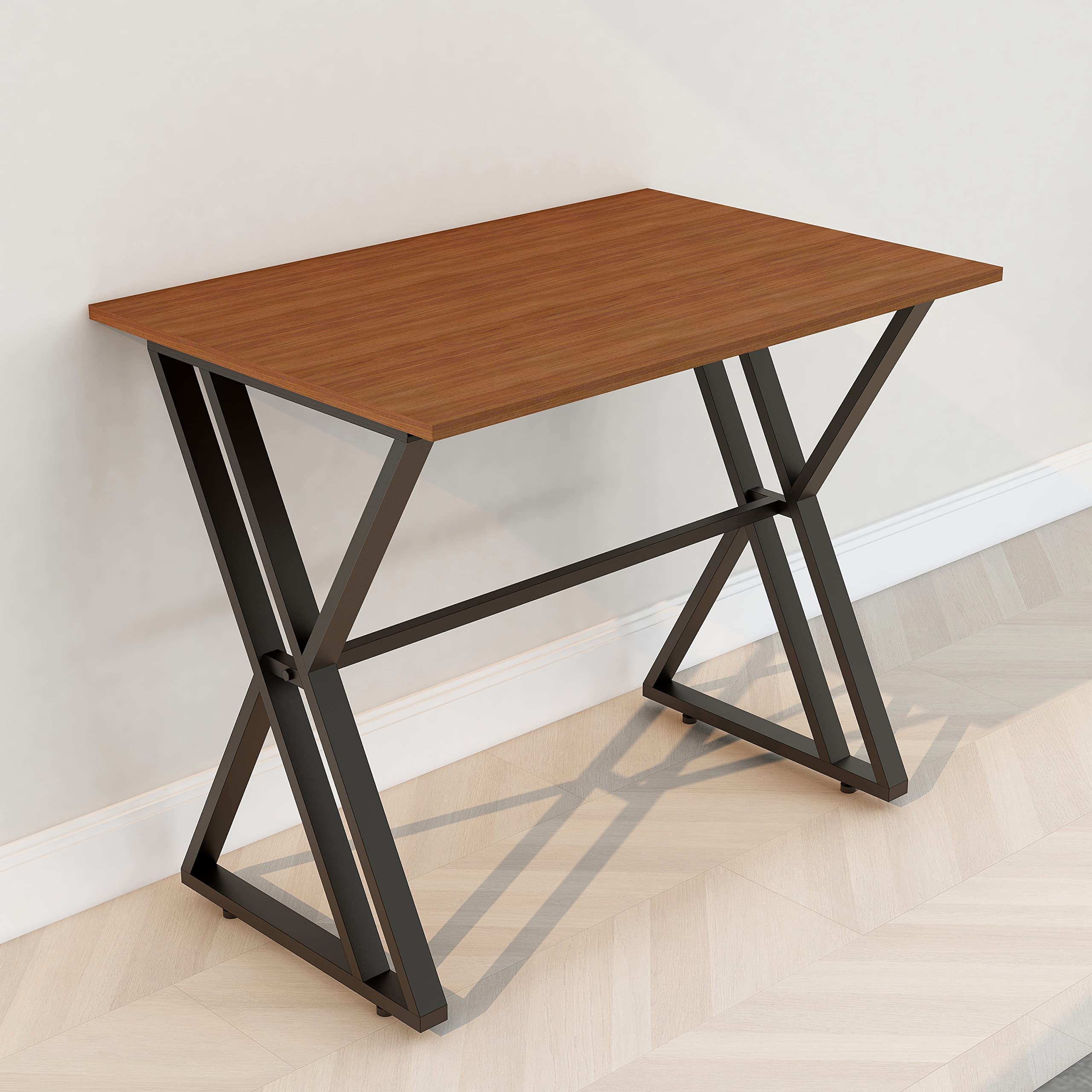 Plantex DIY Study Table/Laptop Table/Desk for Office/Home/Classroom/X-Leg Foldable Table-Workstation (Walnut Textured, APS-1011)