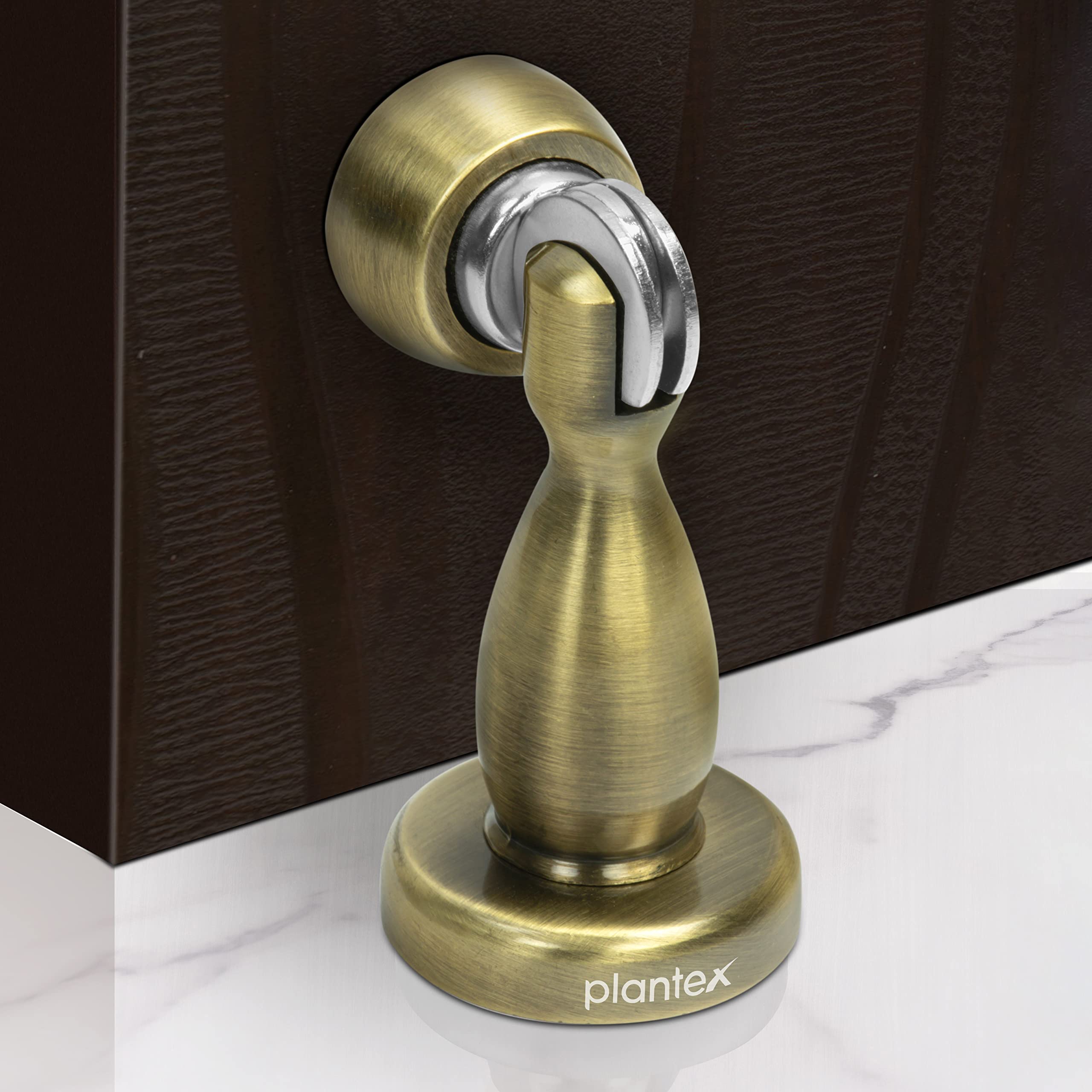 Plantex Magnetic Door Stopper for Home/ 360 Degree Magnet Door Catcher/Door Holder for Main Door/Bedroom/Office and Hotel Door - Pack of 20 (4 inch, Brass Antique)