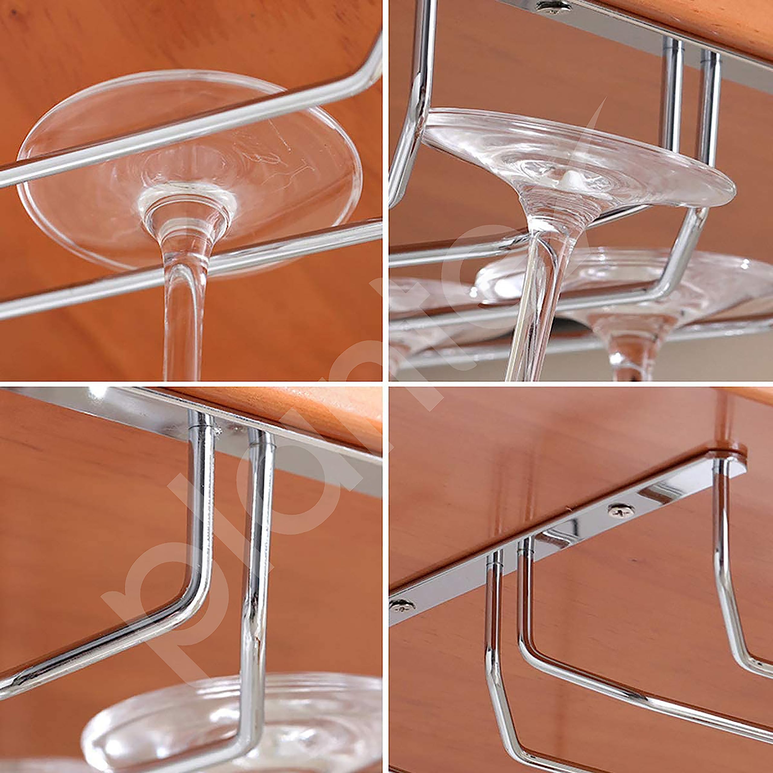 Plantex Wine Glass Rack/Holder Upside Down Glass Hanging Organizer for Pubs/Kitchen/Bars (Double Line - Large), Stainless Steel