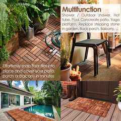 Plantex Tiles for Floor-Interlocking Wooden Tiles/Garden Tile/Quick Flooring Solution for Indoor/Outdoor Deck Tile-Pack of 10 (Merbau Wood,APS-1226)