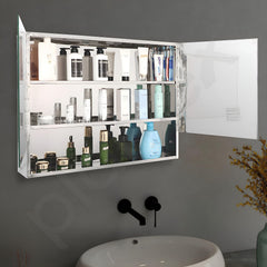 Plantex Bathroom Mirror Cabinet with Lower Shelf/Bathroom Organizer/Bathroom Accessories - 24x32 inches