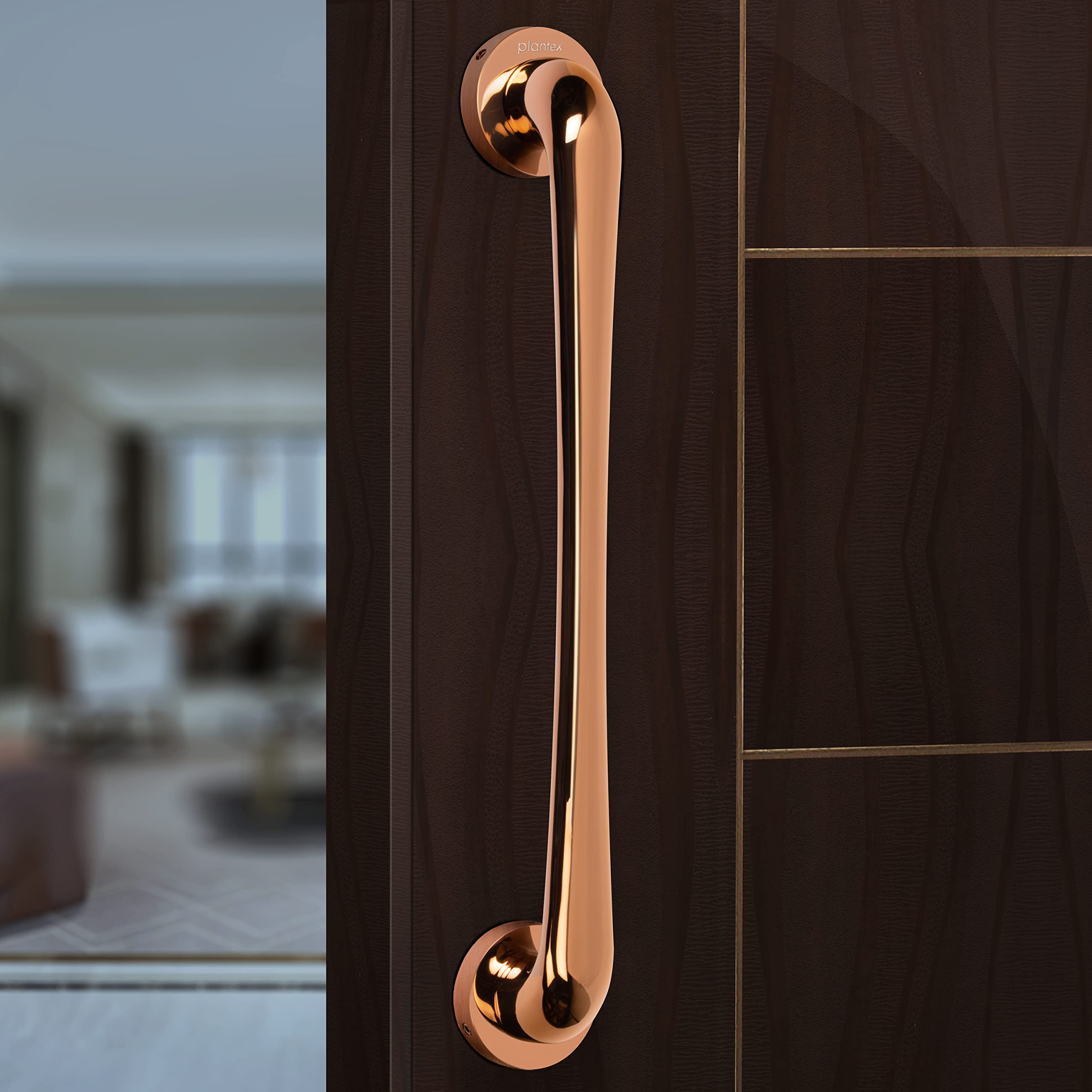 Plantex Polo 14-inch Door Pull-Push Main Door Handle for Wooden Door/House/Hotel/Office Door Hardware (Rose Gold Finish - Long)