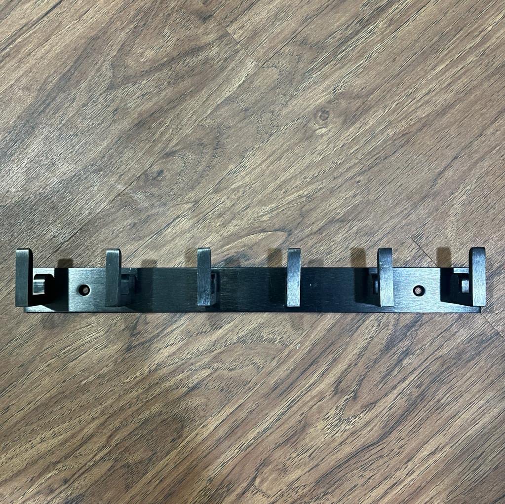 Plantex Aluminum Hook Rail with L-Shape Hooks for Walls of Bathroom/Kitchen–Hook Rail Bar for Clothes/Towel/Keys-Pack of 2 (6 Hooks, Black)