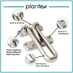 Plantex Heavy Duty Swing Bar Lock/Door Safety Guard with High Security Auxiliary Lock for Home/Office/Hotel – (SH-42, Matt Finish)