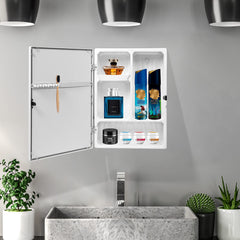 Planet Forever Fiber Bathroom Slim Cabinet with Mirror (White)