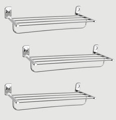 Plantex Dream Stainless Steel Towel Rack for Bathroom/Towel Stand/Towel Hanger/Bathroom Accessories (24 Inch-Chrome) - Pack of 3