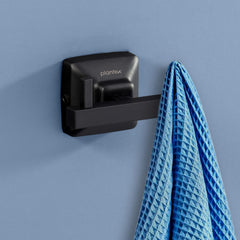 Plantex 304 Grade Stainless Steel Bathroom Accessories Set of 5 - Towel Rod/Hand Napkin Hanger for Wash Basin/Soap Case/Toothbrush Holder/Robe Hook - Squaro (Black)