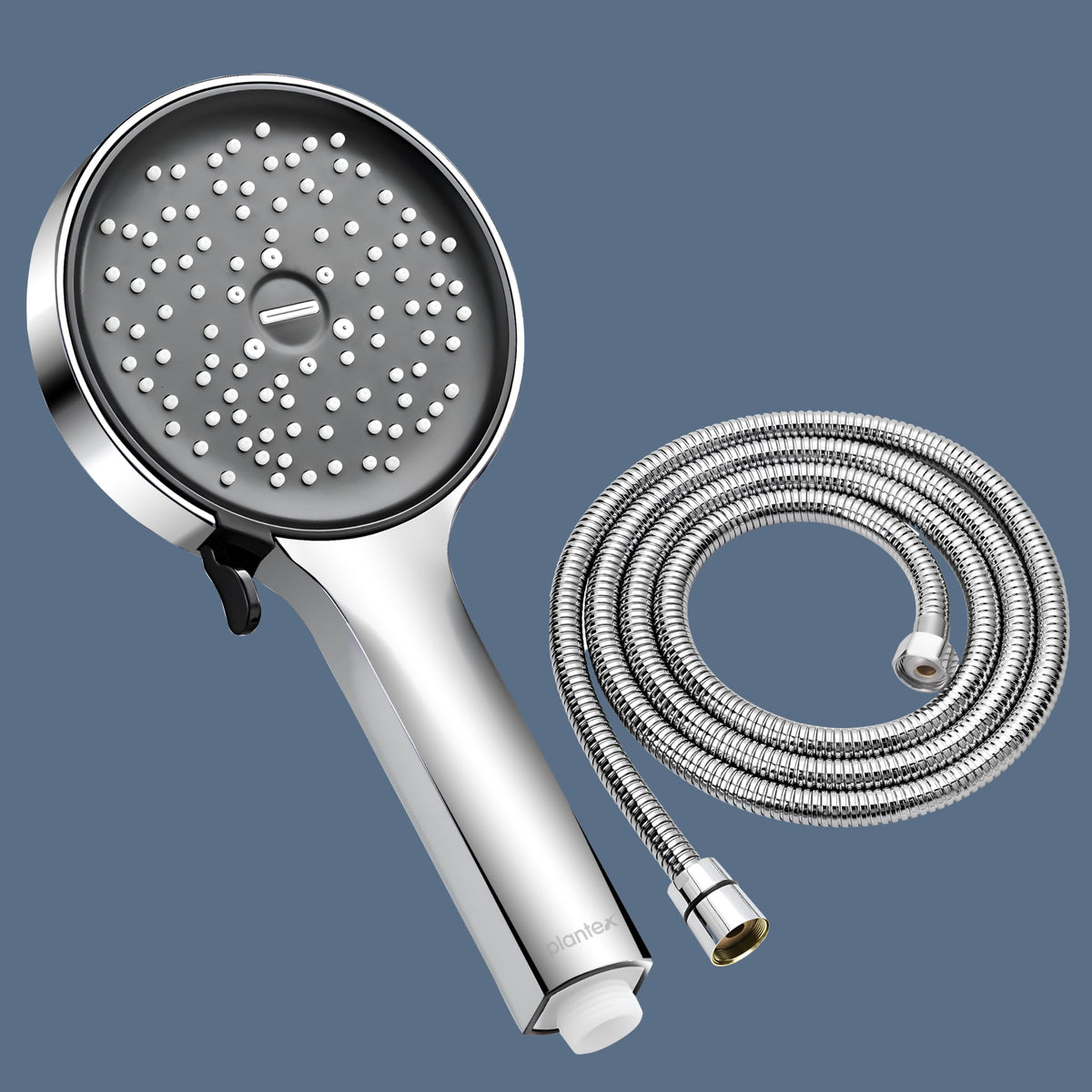 Plantex ABS Round Hand Shower For Bathroom/Hand Shower with Hose Pipe for Home/Hotel - (644-Chrome)