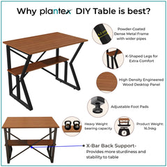 Plantex DIY Study Table/Laptop Table/Desk for Office/Home/Classroom/K-Leg Foldable Table-Workstation (Walnut Textured, APS-1000)