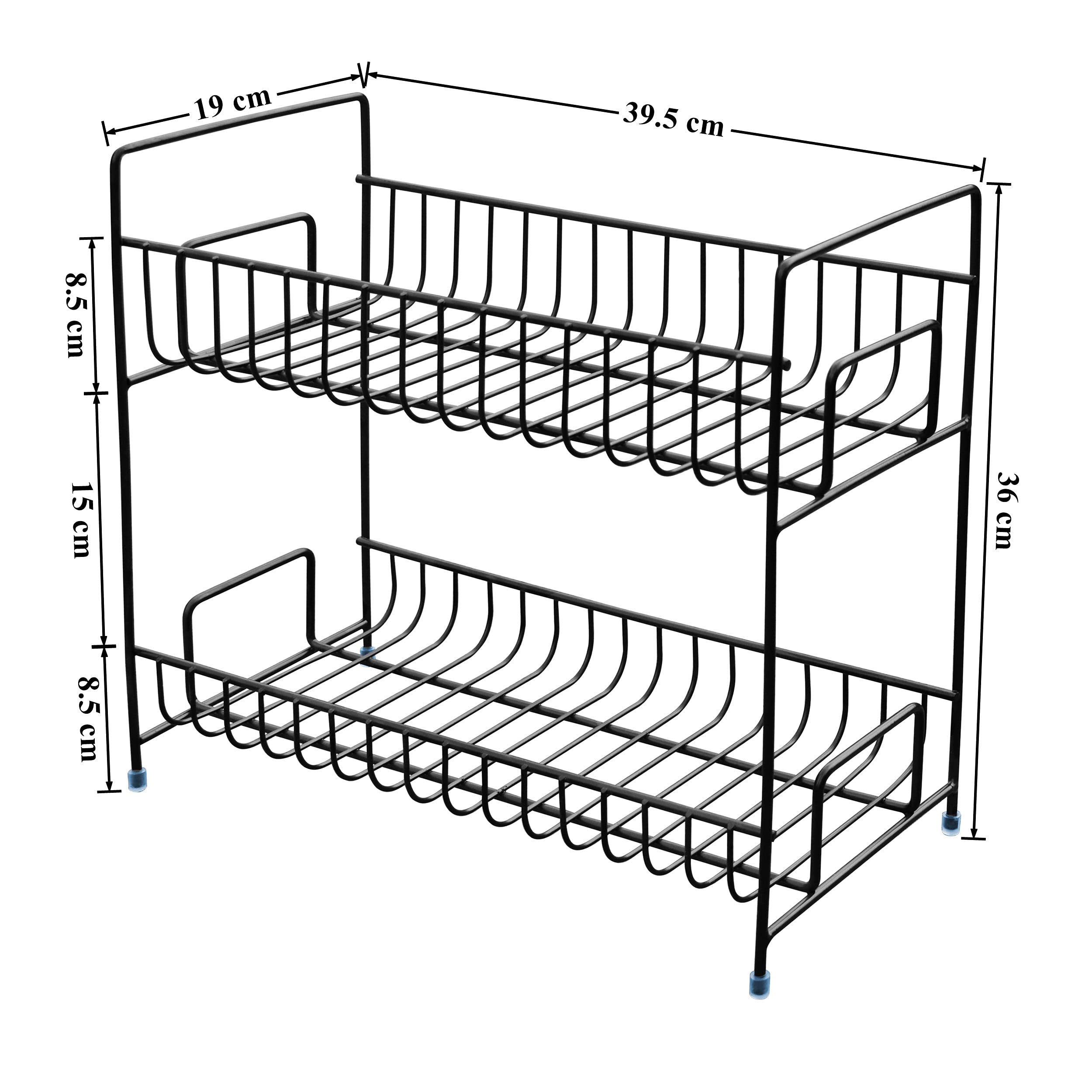 Plantex Stainless Steel 2-Tier Kitchen Rack/Spice Shelf/Kitchen/Pantry Storage Organizer (Black)