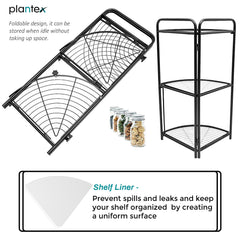 Plantex GI Metal 3 Tier Multipurpose Kitchen Corner/Shelf/Storage Rack/Organizer with PVC Pad for Kitchen (Black)