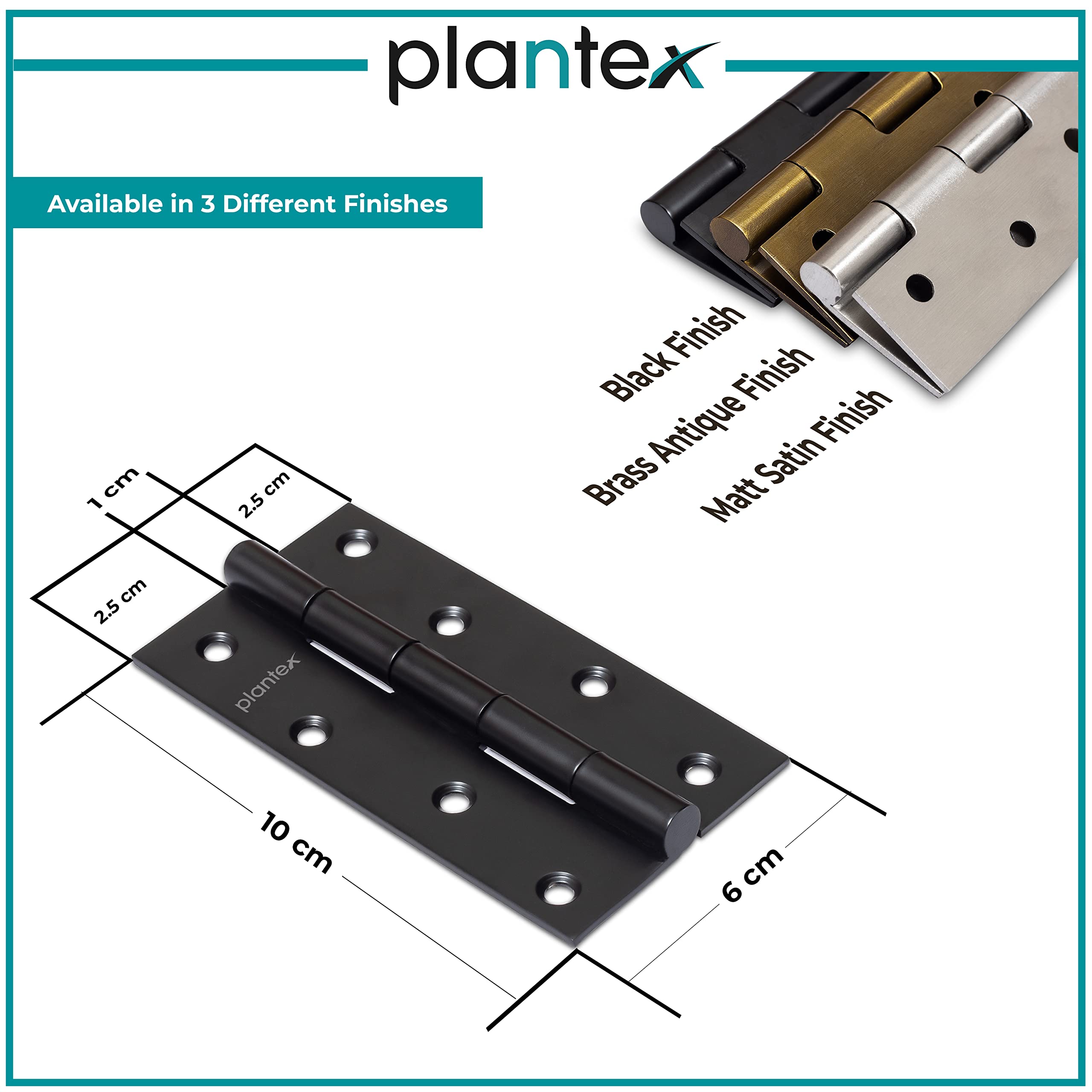 Plantex Heavy Duty Stainless Steel Door Butt Hinges 4 inch x 14 Gauge/2 mm Thickness Home/Office/Hotel for Main Door/Bedroom/Kitchen/Bathroom - Pack of 24 (Black)