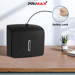Primax ABS Toilet Paper Roll Holder/Paper Dispenser/Toilet Paper Holder for Bathroom/Hotels/Restaurants/Bathrooms/and Kitchens (APS-K536,Black)