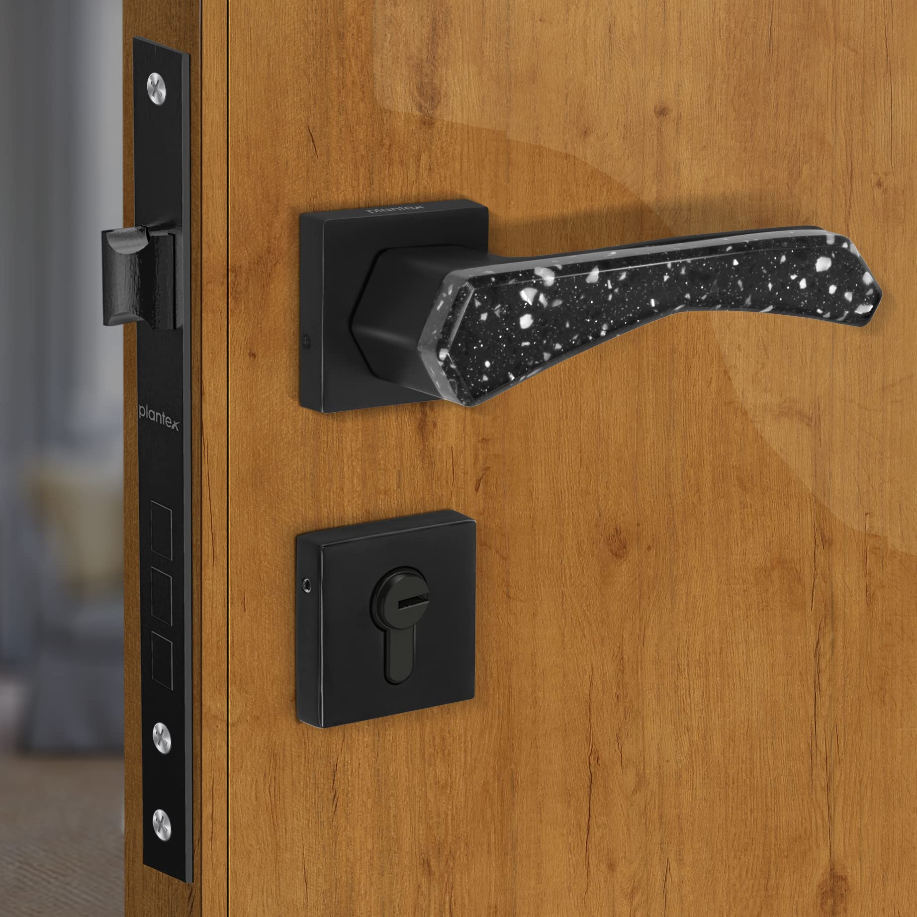 Plantex Heavy Duty Door Lock - Main Door Lock Set with 3 Keys/Mortise Door Lock for Home/Office/Hotel (594 - Black)