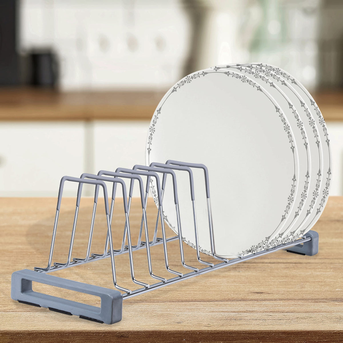 Plantex Stainless Steel Thali Stand/Dish Rack/Plate Stand/Plate Rack/Modular Kitchen Rack/Saucer Stand/Tandem Box Accessories (Chrome)