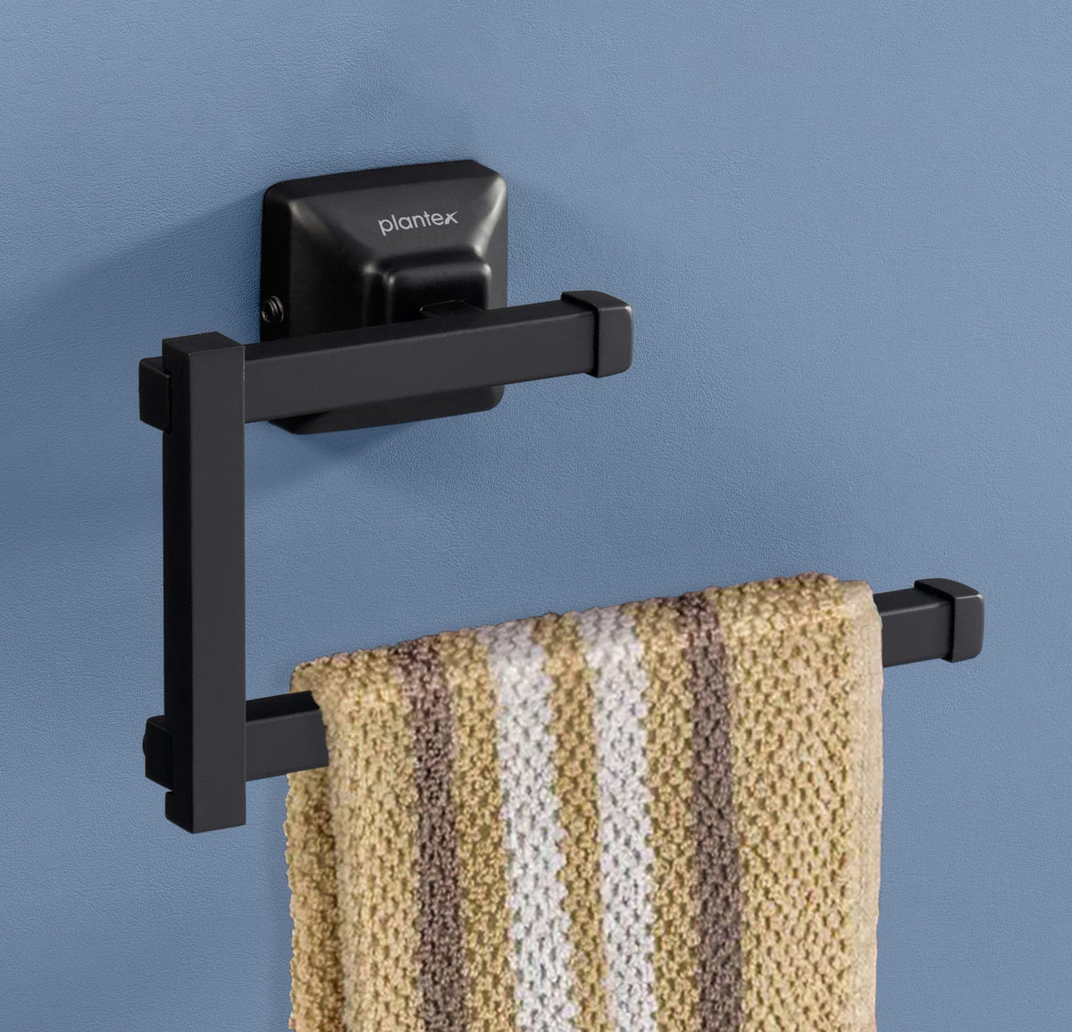 Plantex Bathroom Accessories - Stainless Steel 304 Grade Squaro Napkin Holder/Towel Holder/Towel Hanger for Kitchen/Towel Ring (Black)
