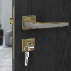 Plantex Heavy Duty Door Lock - Main Door Lock Set with 3 Keys/Mortise Door Lock for Home/Office/Hotel (7091 - Brass Antique & Satin Black Matt)