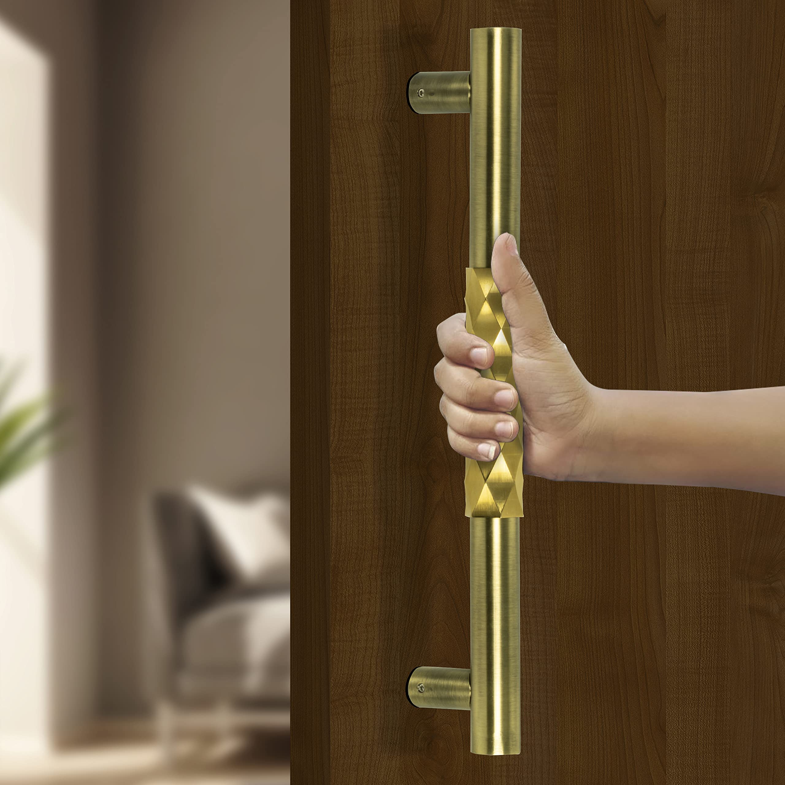 Plantex Aura Door Handle/Door & Home Decor/14 Inch Main Door Handle/Door Pull Push Handle – Pack of 1 (299,Brass Antique and Gold PVD Finish)