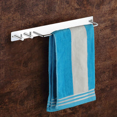 Plantex Stainless Steel Towel Stand/Towel Rod with Hook for Bathroom/Hanger/Bathroom Accessories (Chrome)