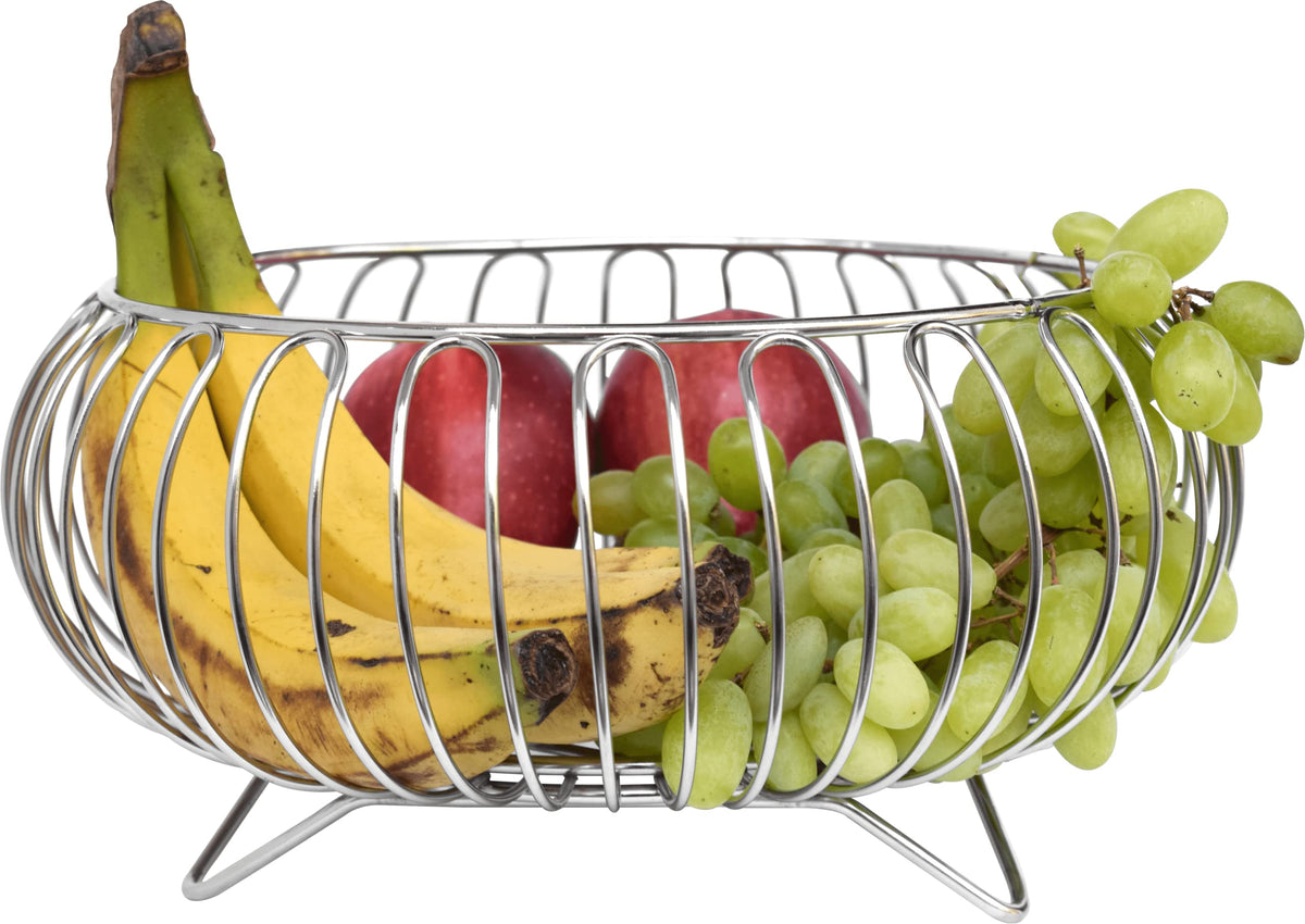 Plantex Heavy Duty Stainless Steel Vegetable and Fruit Basket/Table top Fruit Basket (Chrome)