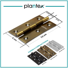 Plantex Heavy Duty Stainless Steel Door Butt Hinges 3 inch x 16 Gauge/1.5 mm Thickness Home/Office/Hotel for Main Door/Wooden/Bedroom/Kitchen - Pack of 3 (Brass Antique)
