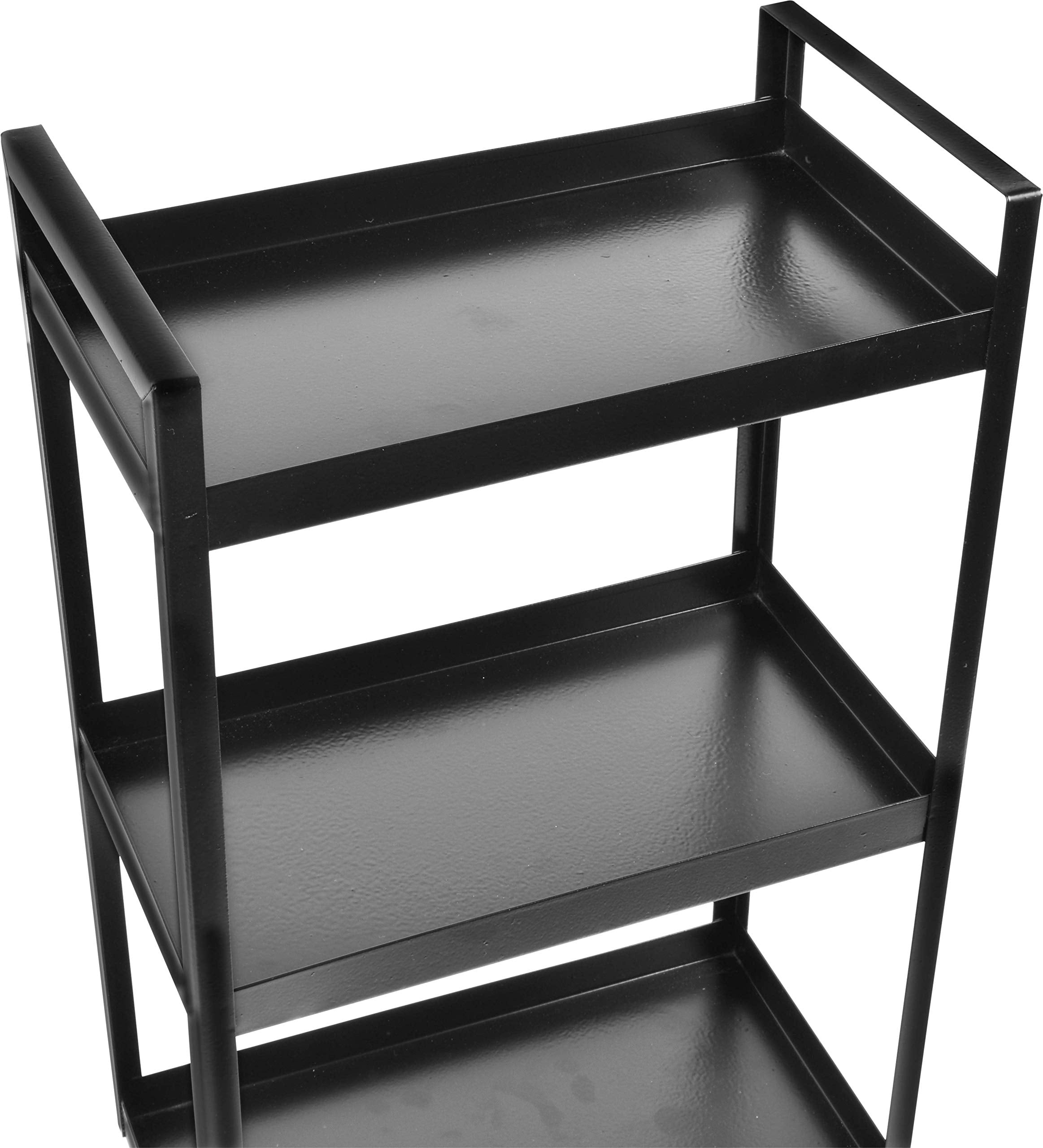Plantex Deluxe Metal 3 Tier Shelf for Bathroom Kitchen Storage Organizer Home and Office Accessories (Black, Powder Coated Finish)