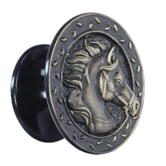 Plantex Horse Face Cabinet Drawer Knob Handle/Kitchen Cabinet Knobs/Knobs for Cabinets and Drawer/Round Drawer Pulls and Knobs- Pack of 3 Pieces (Brass-Antique)