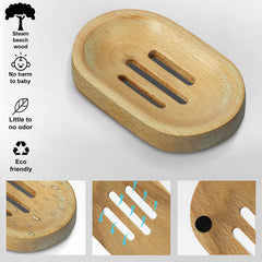 Plantex PU Coated Steam Beech Wooden Made Soap Dish/Stand/Bath Soap Case/Holder/Tray/Bathroom Accessories – Oval