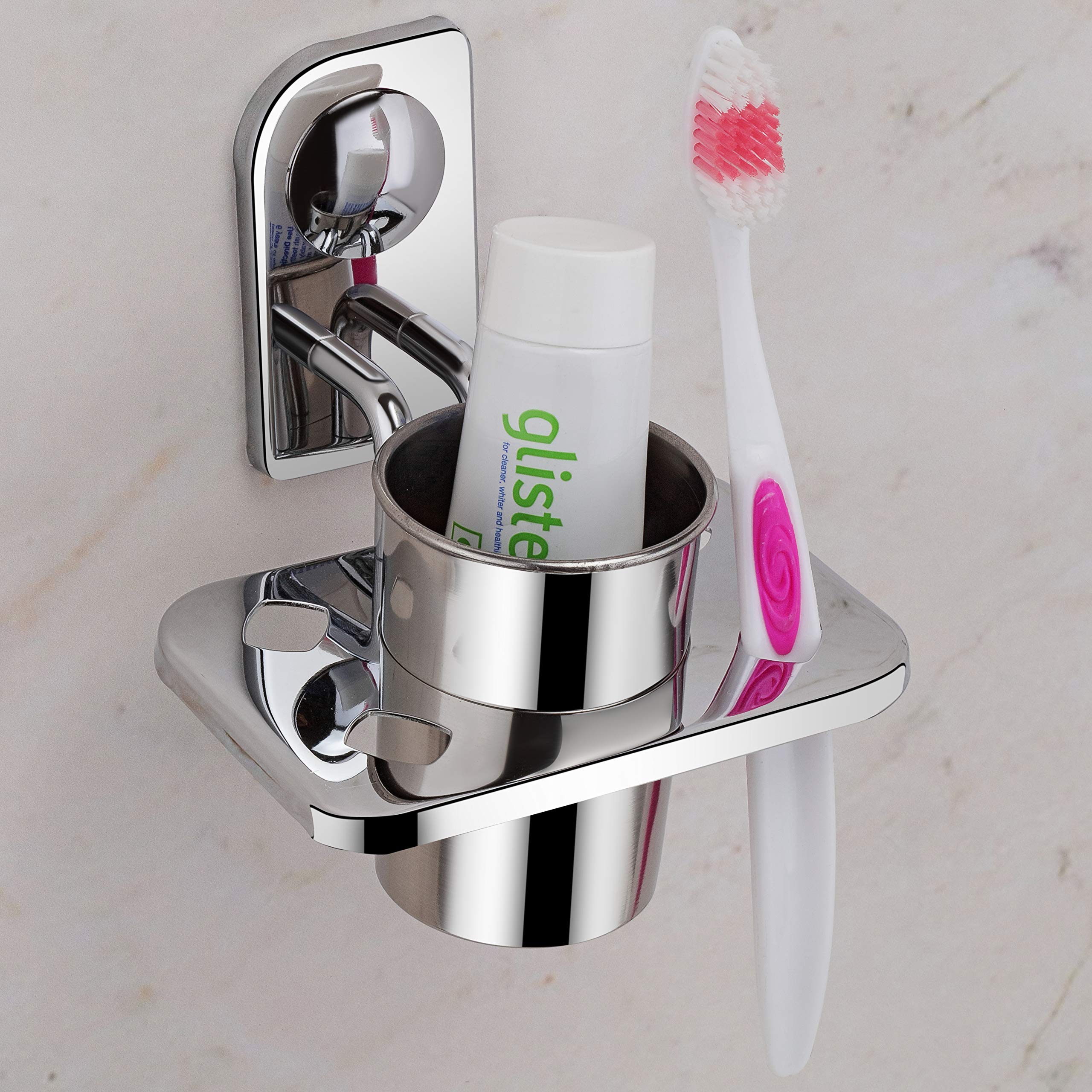 Plantex Dream High Grade Stainless Steel Tooth Brush Holder/Tumbler Holder/Bathroom Accessories (Chrome) - Pack of 4