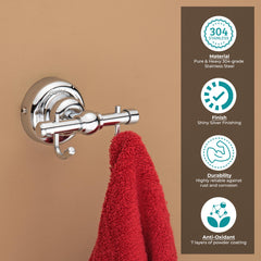 Plantex 304 Grade Stainless Steel Robe Hook/Cloth-Towel Hanger/Napkin Hanger/Bathroom Accessories Pack of 1, Skyllo (Chrome)