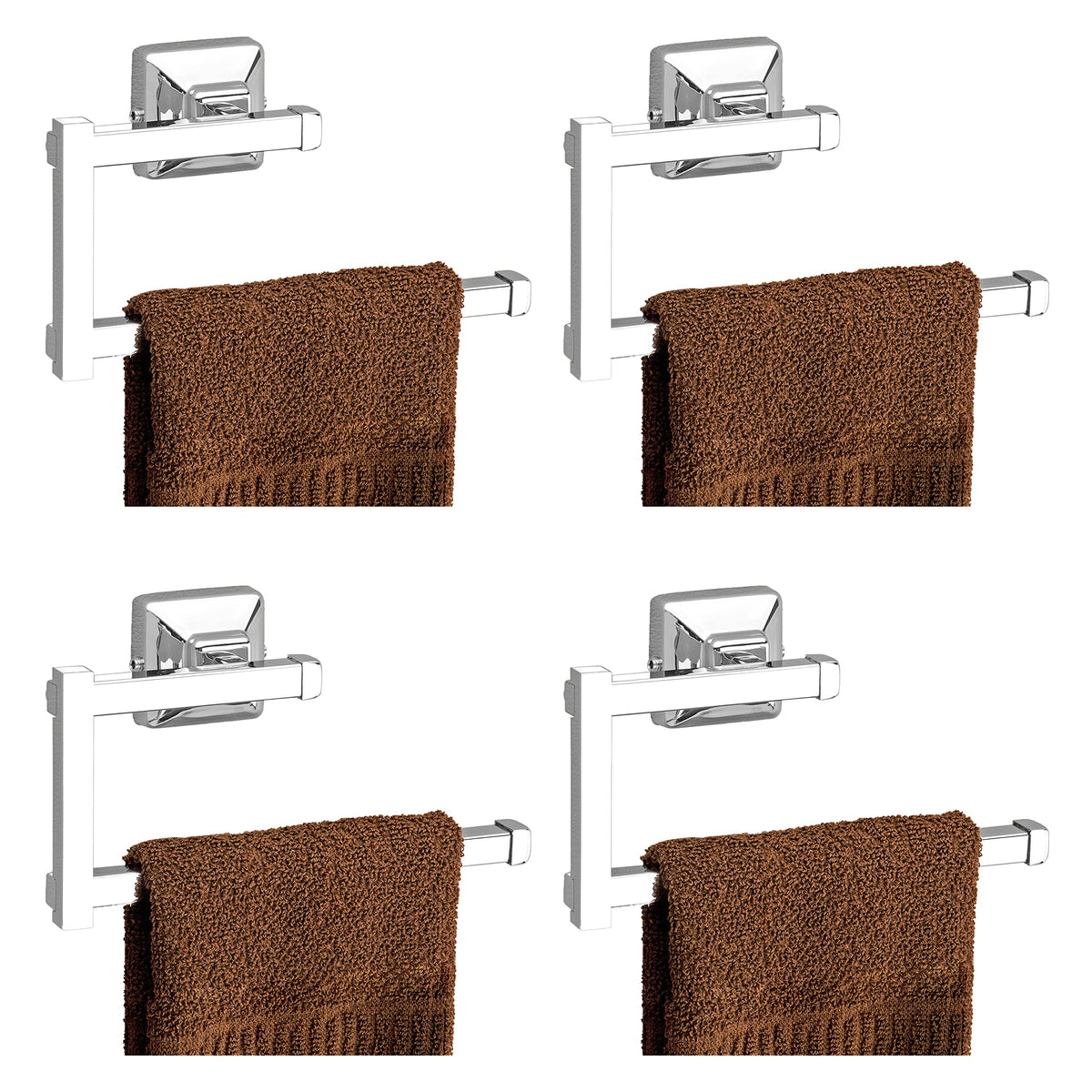 Plantex 304 Grade Stainless Steel Squaro Napkin Ring/Towel Ring/Napkin Holder/Towel Hanger/Bathroom Accessories(Chrome) - Pack of 4